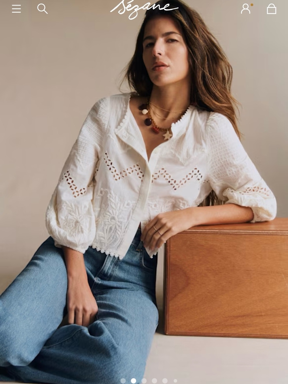 Sezane Eneala NWT SZ 8 - beautiful Ecru Lacy blouse! SOLD OUT at SÉZANE 🇫🇷!!!